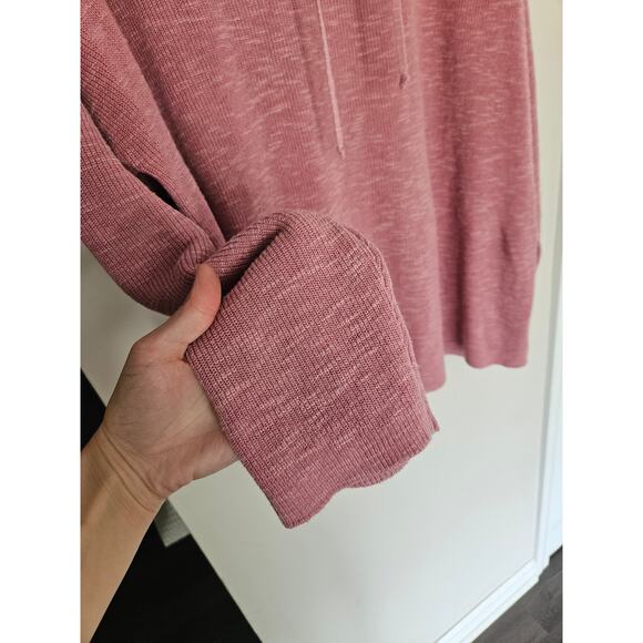 Eileen Fisher PINK Organic Linen Cotton Slub Funnel Neck Top Hoodie Sweater L - Picture 7 of 15